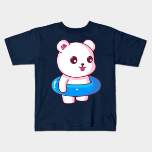 Cute polar bear with swimming ring summer vacation Kids T-Shirt